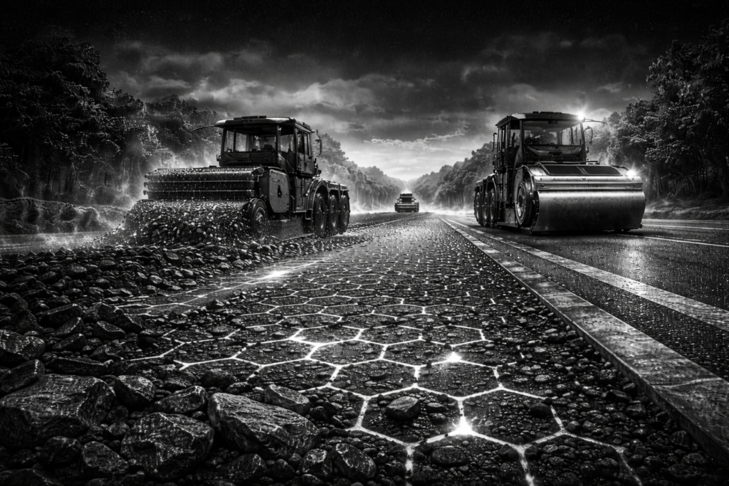 Graphene roadwork at twilight